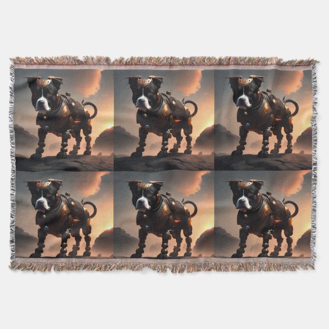 Robot Staffordshire Bull Terrier, Throw Blanket (Front)