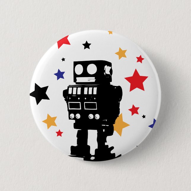 Robot Star Pinback Button (Front)