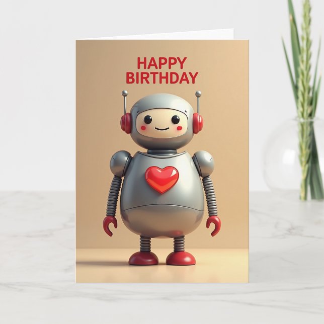 Robot Sweet Birthday Card (Front)
