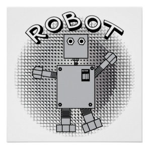 Robot Text Patterned Background Poster