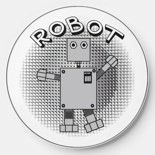 Robot Text Patterned Background Wireless Charger (Front)