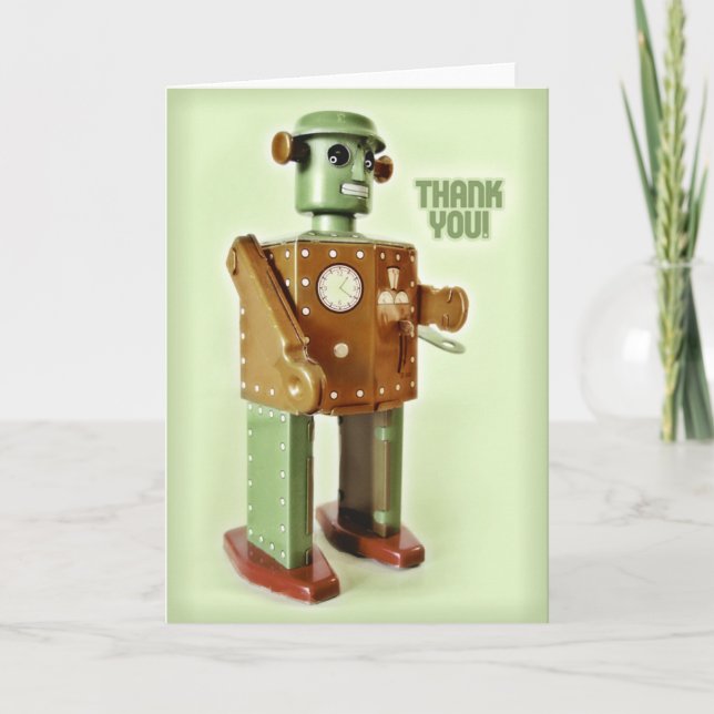 ROBOT THANKS LETTERPRESS THANK YOU CARD (Front)