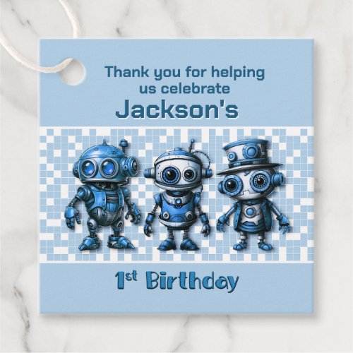 Robot Theme 1st Birthday Thank You Favor Tags