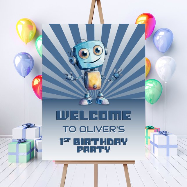 Robot Theme 1st Birthday Welcome Sign (Creator Uploaded)