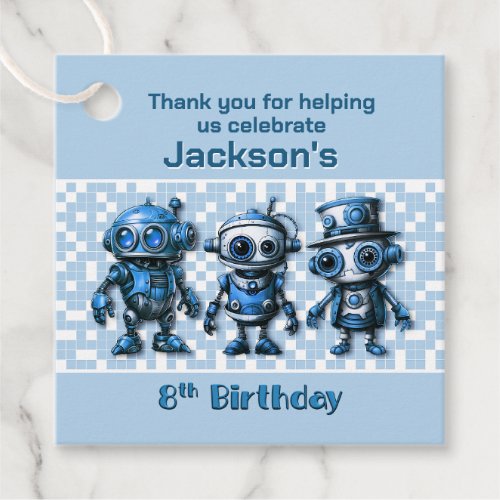 Robot Theme 8th Birthday Thank You Favor Tags