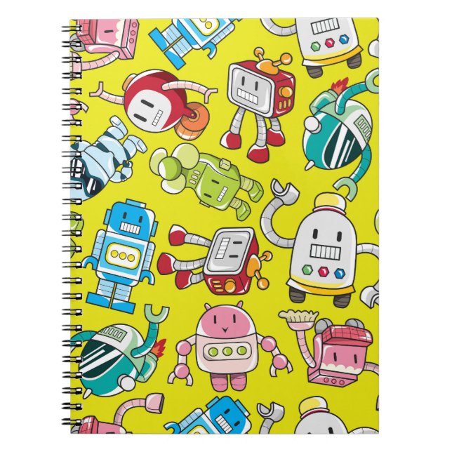 Robot Theme: Colorful Seamless Pattern. Notebook (Front)