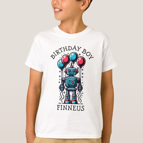 Robot Themed Birthday Boy T_Shirt