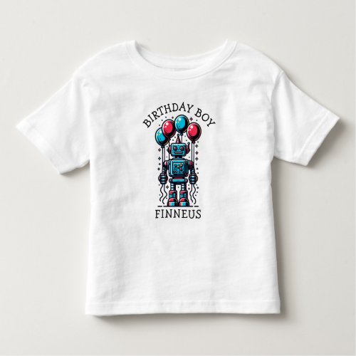 Robot Themed Birthday Boy Toddler T_shirt