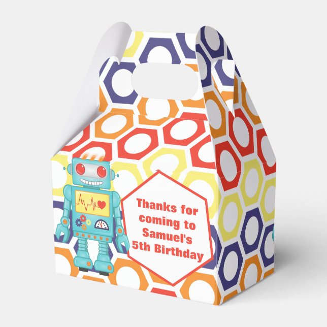 Robot Themed Party Favor Boxes (Back Side)