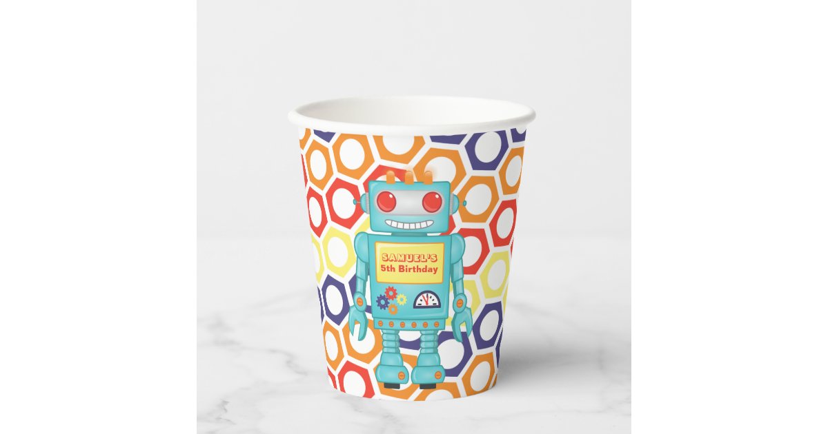 Robot Themed Party Paper Cups | Zazzle