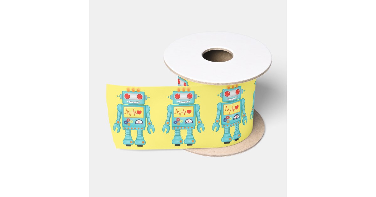 Robot Themed Party Satin Ribbon | Zazzle