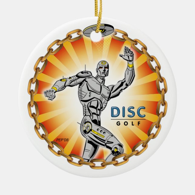 Robot Thrower #2 Ceramic Ornament (Front)