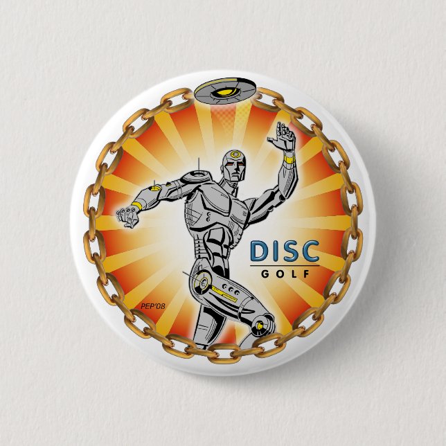 Robot Thrower #2 Pinback Button (Front)