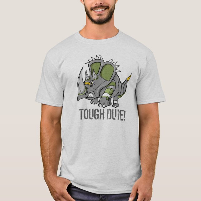 Robot Triceratops Dinosaur Tough Dude T-Shirt (Front)