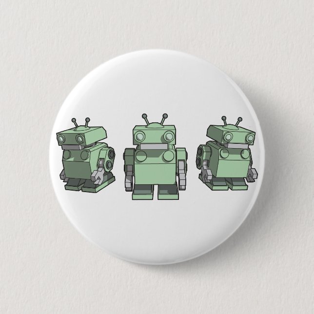 Robot Trio Pinback Button (Front)