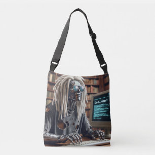 Robot Types at Keyboard Crossbody Bag