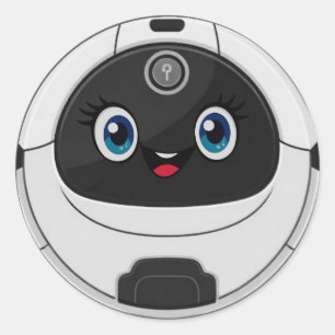 Robot vacuum cleaner funny classic round sticker