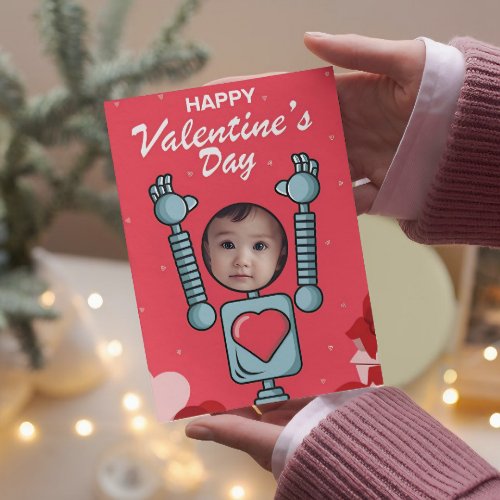 Robot Valentines Day Photo Classroom Holiday Card