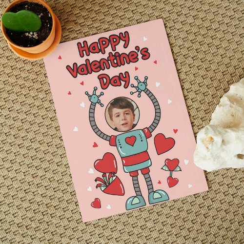 Robot Valentines Day Photo Classroom Holiday Card