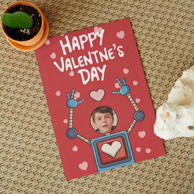 Robot Valentines Day Photo Classroom Holiday Card (valentines day boy gift, valentine dai card kids, valentines day school gifts, valentines day cards,)