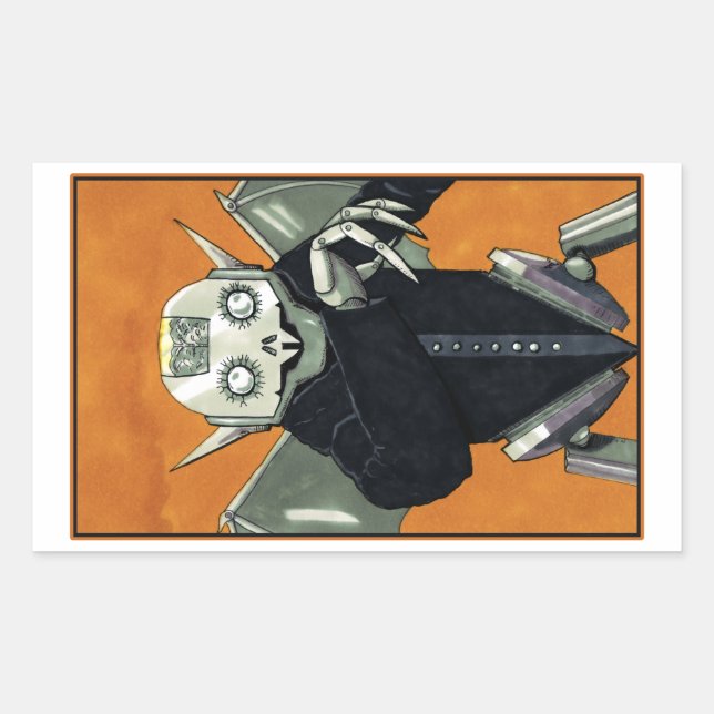 Robot Vampire Dracula Monster  Rectangular Sticker (Front)