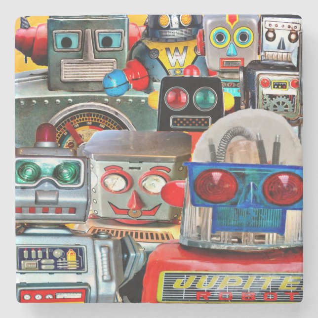 Robot, Vintage Robot  Stone Coaster (Front)