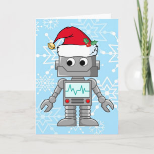 Robot Wearing Santa Hat Holiday Card
