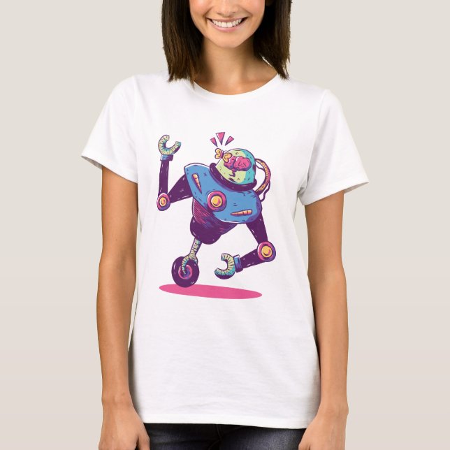 Robot With a Single Wheel T-Shirt (Front)