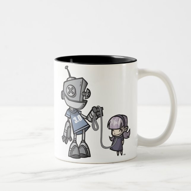 Robot-with-Child Two-Tone Coffee Mug (Right)