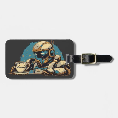 Robot with Coffee Cup Luggage Tag