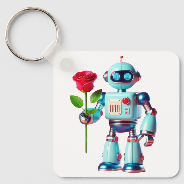 Robot with Rose Keychain (Front)
