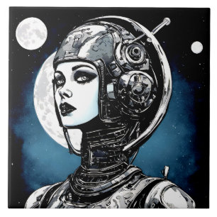 Robot Woman VI Ceramic Tile