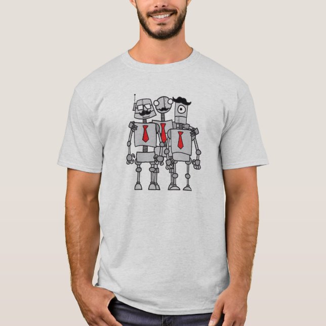 Robot Workers in a Group Photo T-Shirt (Front)