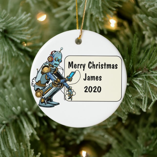 Robotic Custom Christmas Ceramic Ornament (Tree)