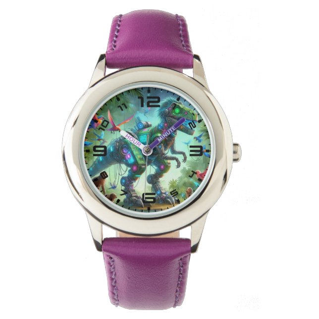 Robotic Dinosaur Purple Watch (Front)