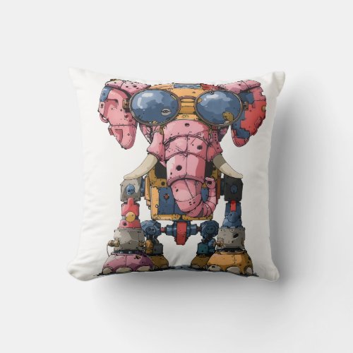 Robotic Elephant Throw Pillow