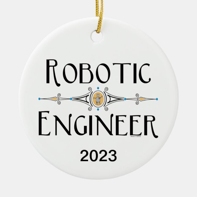 Robotic Engineer Decorative Line Ceramic Ornament (Front)