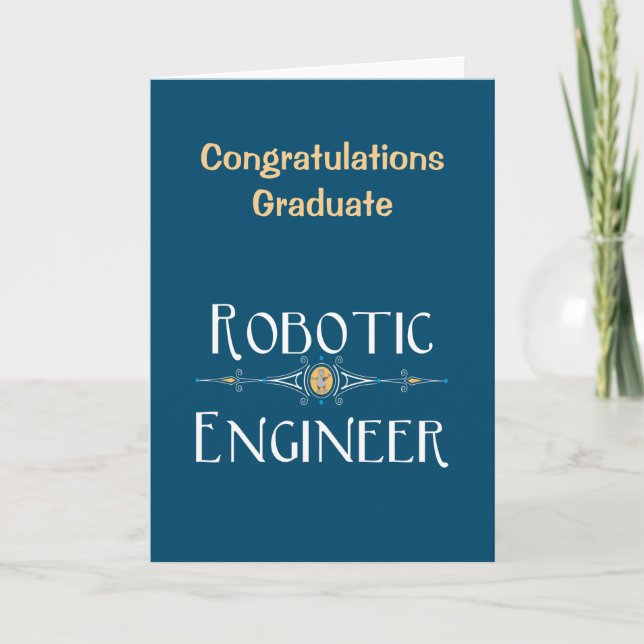 Robotic Engineer Decorative Line Letterpress Thank You Card (Front)