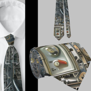 Robotic Geek Nerdy Technology Machine Neck Tie
