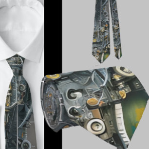 Robotic Geek Nerdy Technology Machine Neck Tie