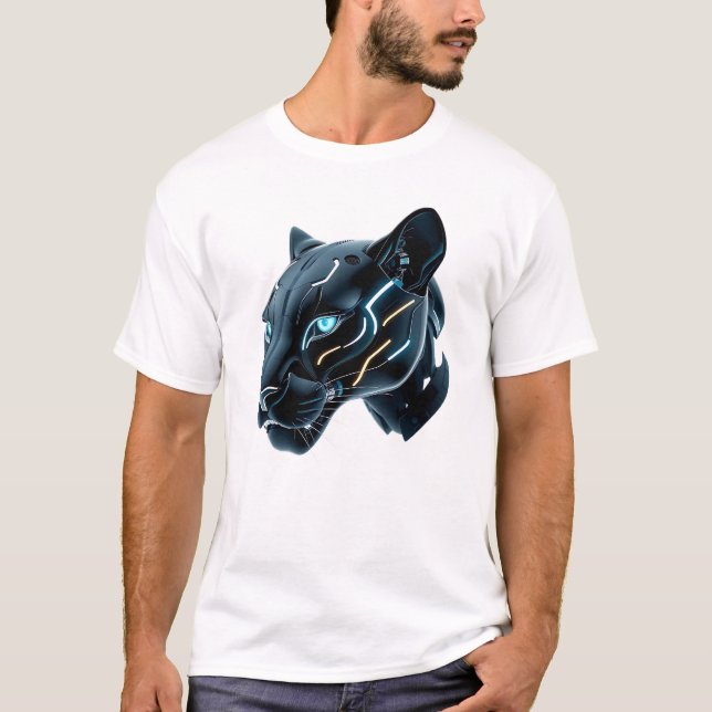 Robotic Panther Face Art T-Shirt (Front)