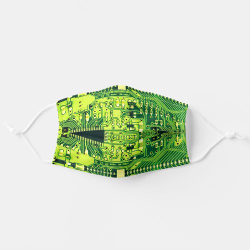 Robotic Printed Circuit Board _ Green Geek Techie Adult Cloth Face Mask