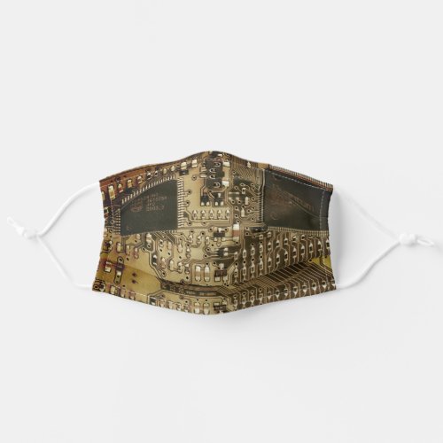 Robotic Printed Circuit Board _ Steampunk brown Adult Cloth Face Mask