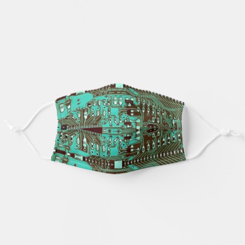 Robotic Printed Circuit Board _ Teal _ Geek Techie Adult Cloth Face Mask