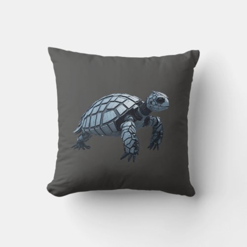 Robotic turtle hoody design throw pillow