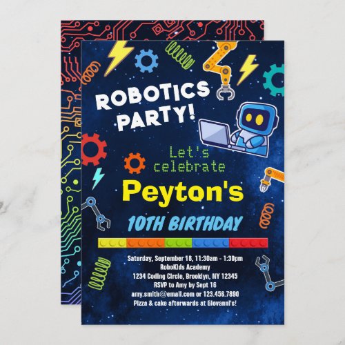 Robotics Birthday Party Invitation for Kids