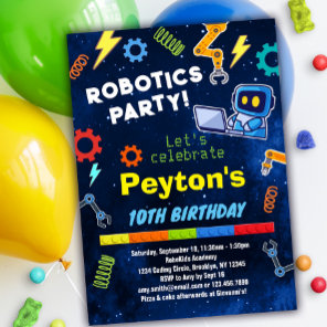Robotics Birthday Party Invitation for Kids