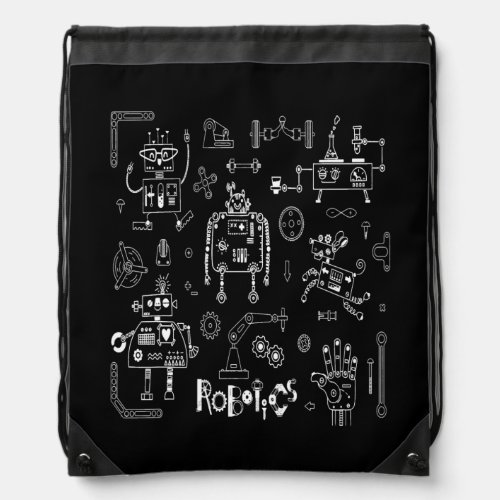 Robotics Engineer Technician Funny Vintage Robot Drawstring Bag