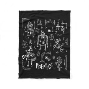 Robotics Engineer Technician Funny Vintage Robot  Fleece Blanket