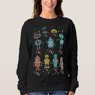 Robotics Engineering Cute Retro Colorful Robot Col Sweatshirt